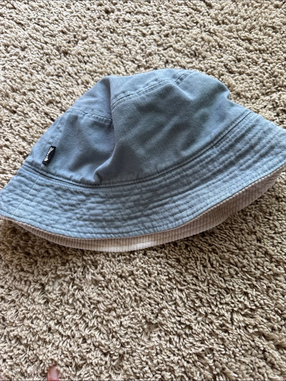 Billabong Kids Cream/Blue Reversible  Bucket Hat with Gray Trim
